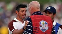 Europe four points from Ryder Cup victory as Rory McIlroy involved in angry row