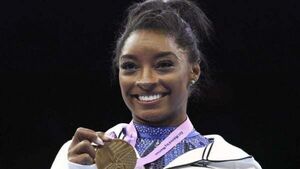 Simone Biles makes history with 34th elite level gymnastics medal Simone Biles makes history with 34th elite level gymnastics medal