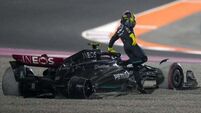 Lewis Hamilton and George Russell vent anger on radio after collision in Qatar