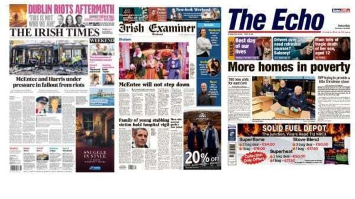 What the papers say: Saturday's front pages