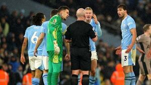 Man City fined £120,000 after players surrounded referee against Tottenham Man City fined £120,000 after players surrounded referee against Tottenham