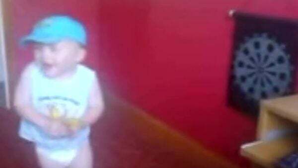 Luke Littler plays darts as a toddler in nappies in home video footage