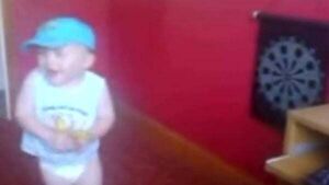 Luke Littler plays darts as a toddler in nappies in home video footage