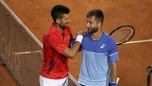 Novak Djokovic hit in head by bottle after beating Corentin Moutet in Rome Novak Djokovic hit in head by bottle after beating Corentin Moutet in Rome