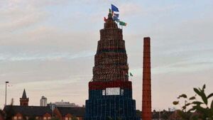 Politicians’ election posters appear on loyalist bonfires Politicians’ election posters appear on loyalist bonfires
