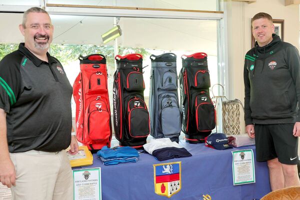 Keith Conroy and Jack Scully with a selection of the prizes for the Portlaoise Panthers golf classic Photos: Paul Dargan Keith Conroy and Jack Scully with a selection of the prizes for the Portlaoise Panthers golf classic Photos: Paul Dargan