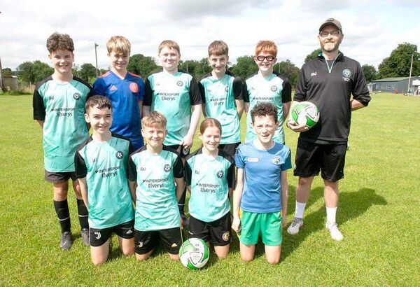13/14s group with coach Mark Delaney at the T&amp;S Utd FAI Summer Camp