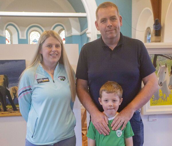 Marian O'Donaghue, Damian Dollard and young artist Andrew Dollard. Marian O'Donaghue, Damian Dollard and young artist Andrew Dollard.