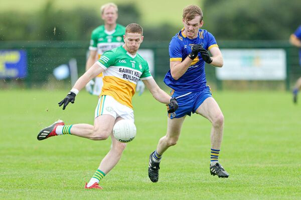 Crettyard's Evan O'Carroll finds the back of the Annanough net in the IFC quarter-final at Ballyroan on Sunday Photo: Paul Dargan Crettyard's Evan O'Carroll finds the back of the Annanough net in the IFC quarter-final at Ballyroan on Sunday Photo: Paul Dargan