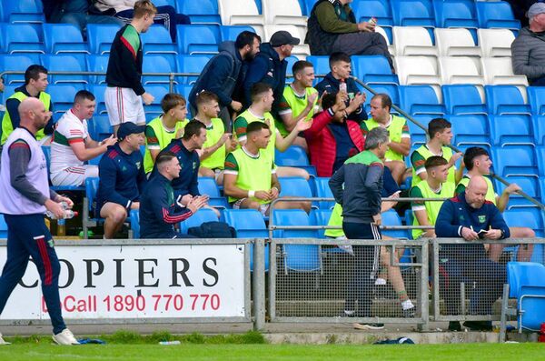The Graiguecullen bench and staff show their delight as the advance to the SFC semi-final Photo: Denis Byrne