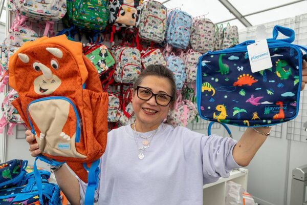 Nonglak McFadden with some of her bags on her Playzeez stand at Ploughing 2024 at Ratheniska, County Laois. Photo: Alf Harvey. Nonglak McFadden with some of her bags on her Playzeez stand at Ploughing 2024 at Ratheniska, County Laois. Photo: Alf Harvey.