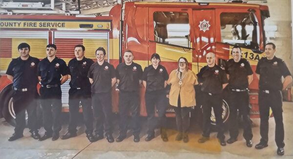 Robert Deegan, second from left, poses with his colleagues at the Athy Fire Station