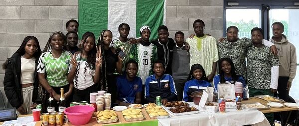 Nigerian students fly the flag of their homeland proudly at the annual Intercultural Day at Portlaoise College.