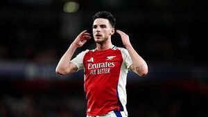 Declan Rice injury blow for Arsenal ahead of Champions League trip to Milan Declan Rice injury blow for Arsenal ahead of Champions League trip to Milan