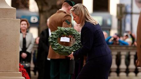 O’Neill lays wreath at Cenotaph in Belfast on Remembrance Sunday