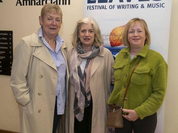 Pictured for the Trad Fest documnetary screening at the Dunamaise Arts Centre were Miriam Mooney, Deirdre O'Brien and Paula Tierney. Photo: Denis Byrne