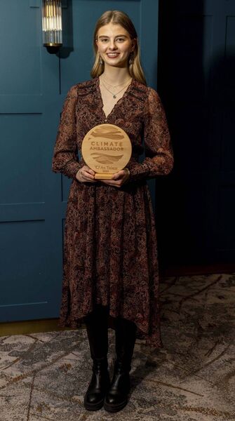 Sarah Bennett from Kilminchy in Portlaoise was presented with her An Taisce Awards for leading the way in community climate action. Photo: Conor Healy - Picture It