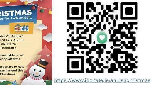 The QR code that can be used to donate to Oliver Berry's attempt to raise €100,000 for the Jack and Jill Children's Foundation. The QR code that can be used to donate to Oliver Berry's attempt to raise €100,000 for the Jack and Jill Children's Foundation.