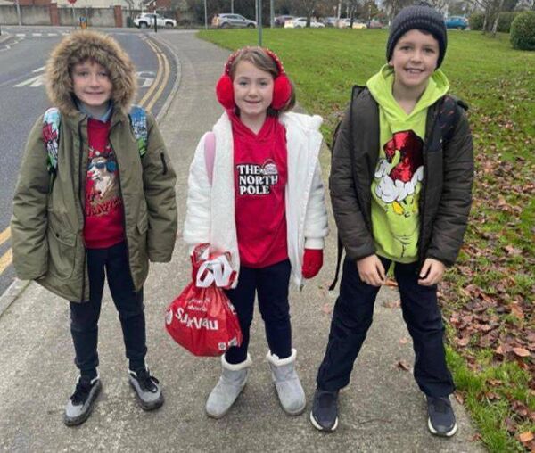 Holy Family Junior School pupils who took part in the Santa Stroll through Portlaoise.