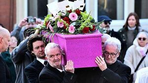 Linda Nolan funeral features pink sparkly coffin as sisters lead mourners
