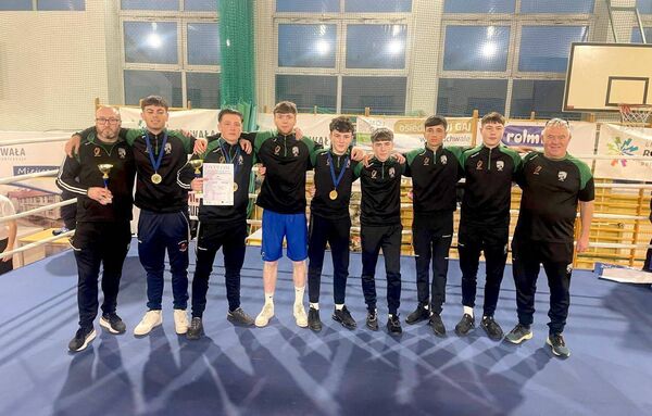 Portlaoise Boxing Club team which won the 'Best Team' award at the Subcarpathian Box Cup in Rzeszów, Poland (l-r) James O' Reilly (Coach) Luke Furlong, Neddy Harty, Cody O'Reilly, Jack Cahill, Reece Holohan, Patrick McDonagh, Louis Griffin and Mathew Griffin (Coach). Portlaoise Boxing Club team which won the 'Best Team' award at the Subcarpathian Box Cup in Rzeszów, Poland (l-r) James O' Reilly (Coach) Luke Furlong, Neddy Harty, Cody O'Reilly, Jack Cahill, Reece Holohan, Patrick McDonagh, Louis Griffin and Mathew Griffin (Coach).