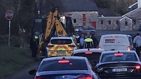Garda chopper and convoy chase JCB thief