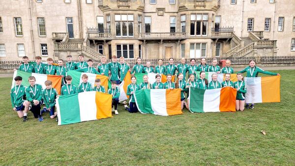 The Irish Team with their medals in front of Callendar House