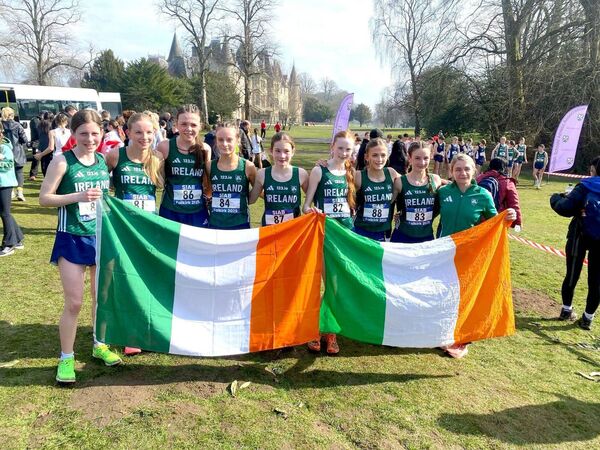 The Irish Junior Girls team who competed in Falkirk at the SIAB Cross Country