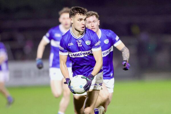 Laois captain Brian Byrne says there are plenty other leaders on the team, players like Ronan Coffey in action here against Kildare Photo: Paul Dargan