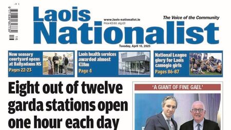 The Front Page of this week's Laois Nationalist