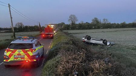 Laois gardaí and emergency services attend scene of single vehicle crash 