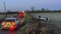 Laois gardaí and emergency services attend scene of single vehicle crash 