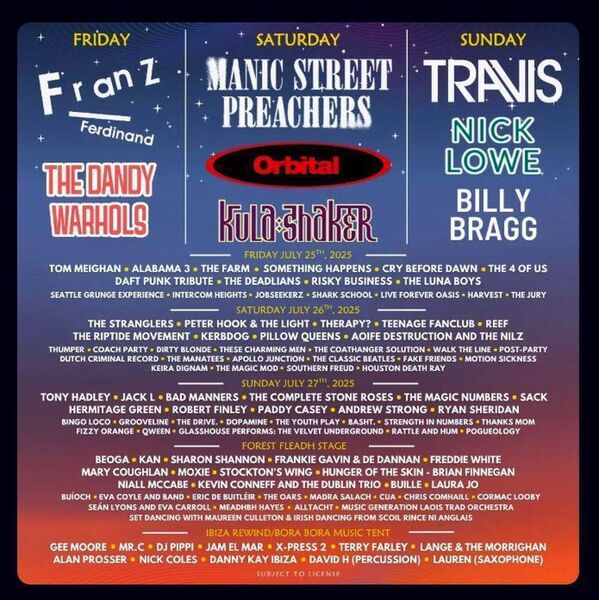 The line-up for this year's Forest Fest in Emo