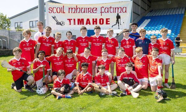 Scoil Mhuire Fatima Timahoe who contested the Division 4 championship final at the Cumann na mBunscol finals Photo: Alf Harvey. Scoil Mhuire Fatima Timahoe who contested the Division 4 championship final at the Cumann na mBunscol finals Photo: Alf Harvey.
