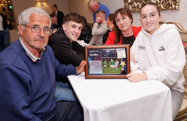Ciara Milton with her mother Sinead, her brother Jack and grandfather Sean Phelan at the recent Nationalist Quarterly Sports Awards where she was a winner Photo: michaelorourkephotography.ie Ciara Milton with her mother Sinead, her brother Jack and grandfather Sean Phelan at the recent Nationalist Quarterly Sports Awards where she was a winner Photo: michaelorourkephotography.ie