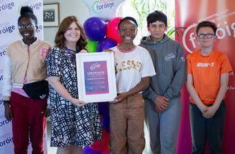 Pictured at the South East Foróige Regional Citizenship Awards were members from the Portlaoise Foróige club Fola Obiessan, Bernie Meally (Area Manager), Jane Adekunle, Louay Al Mohamad and Patrick Nevin. Pictured at the South East Foróige Regional Citizenship Awards were members from the Portlaoise Foróige club Fola Obiessan, Bernie Meally (Area Manager), Jane Adekunle, Louay Al Mohamad and Patrick Nevin.
