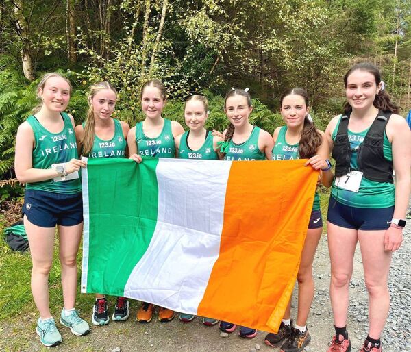 The Irish Girls U/17 team including Áine O'Loughlin, Siohán O'Loughlin and Katlyn Reddin which competed at the British and Irish Mountain Running Championships