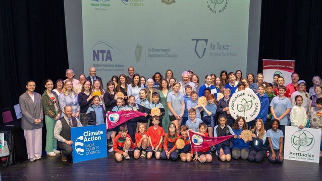 <p>Schools with Green-Schools representatives and Laois County Council representatives at the Dunamaise Arts Centre for the Portlaoise Schools Cluster Project awards run by Green-Schools and supported by Laois County Council Climate Action Section Photos: Alf Harvey</p>