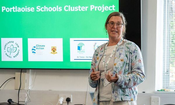Green-Schools Travel Officer Michèle Castiaux who showcased year one of the Portlaoise Travel Cluster schools project at the Portlaoise Climate Alliance meeting Photo: Rene PR Design Green-Schools Travel Officer Michèle Castiaux who showcased year one of the Portlaoise Travel Cluster schools project at the Portlaoise Climate Alliance meeting Photo: Rene PR Design