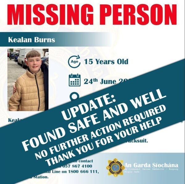 Kealan was found safe and well
