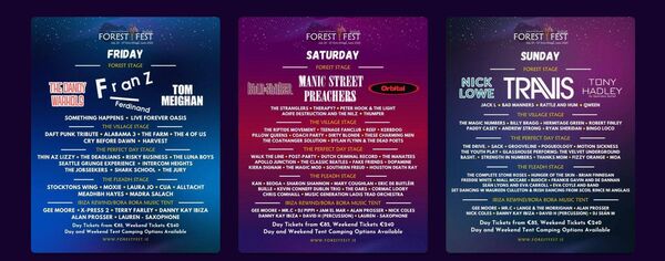 The list of performers at this weekend's Forest Fest