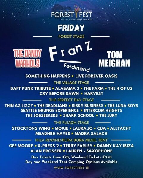The Forest Fest line-up for Friday