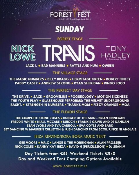 The Forest Fest line-up for Sunday