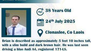 Concern growing for missing 38-year old Laois man Concern growing for missing 38-year old Laois man