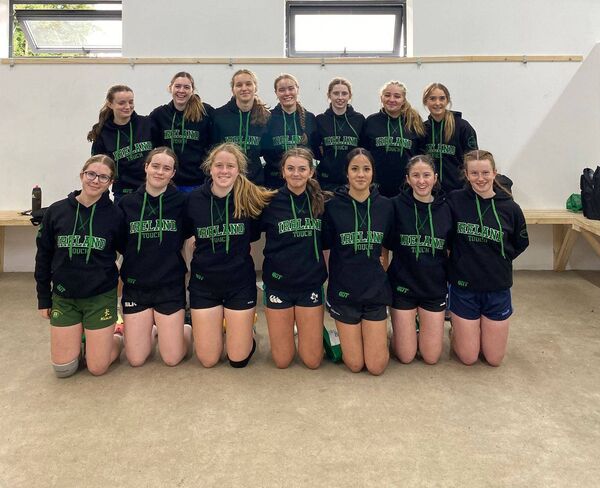 Ireland Girls U/18 Touch Rugby team with Erin Fitzpatrick second from the right in the front row