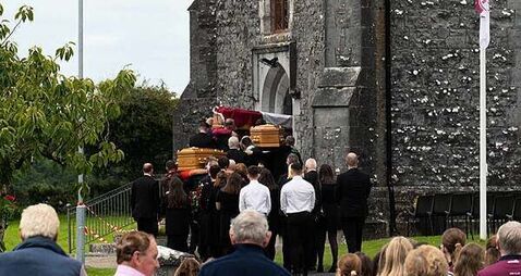 Crowds turn out to say final farewell to murdered mother and her children