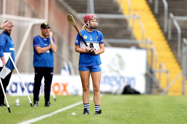 Laois' Aoibheann Stynes preparing to take a free in the All-Ireland Premier Junior Camogie Championship semi-final against Wicklow Photo: ©INPHO/Bryan Keane Laois' Aoibheann Stynes preparing to take a free in the All-Ireland Premier Junior Camogie Championship semi-final against Wicklow Photo: ©INPHO/Bryan Keane