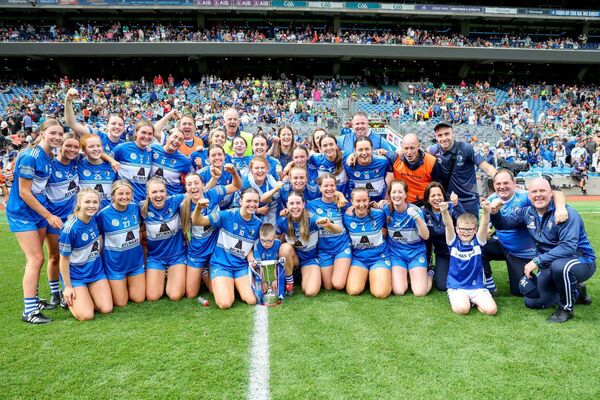 The Laois camogie team celebrate being crowned Premier Junior Championship winners in Croke Park Photo: Paul Dargan The Laois camogie team celebrate being crowned Premier Junior Championship winners in Croke Park Photo: Paul Dargan