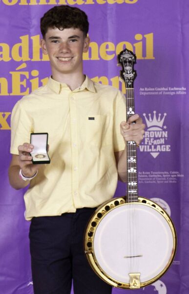The winner of the 12 to15 year old category in the Banjo competition at Fleadh Cheoil na hÉireann in Wexford was Fionnán Ó’Daltúin from the Portlaoise branch of Comhaltas Ceoltóirí Éireann