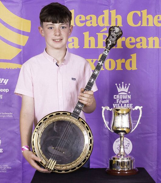 Liam Ó’hUiginn from the Camross branch of Comhaltas Ceoltóirí Éireann who was the winner in the u-12 category of the Banjo competition at this year’s Fleadh Cheoil na hÉireann in Wexford